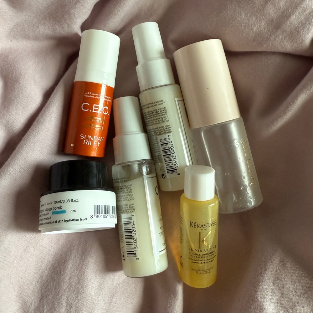 Lot of hair care and skin care minis